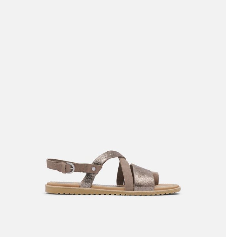 Sorel Kadın Ella™ Criss Cross Flat - Sandalet Kahverengi - 487-JBFLWD